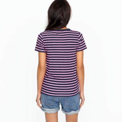 Vintage cotton V-neck tee in bold stripe