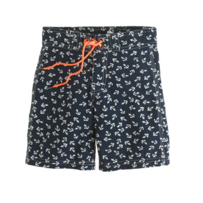 Boys' board shorts in anchor print