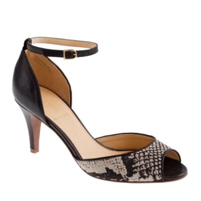 Lara snake-print peep-toe heels