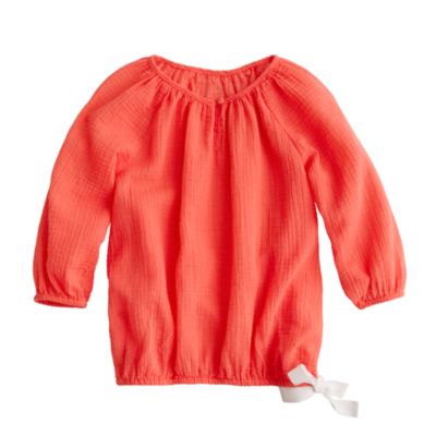 Girls' blouson top in whisper gauze