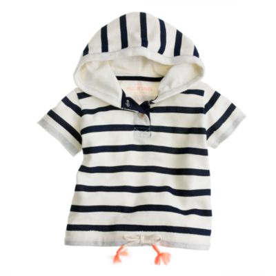 Girls' short-sleeve stripe hoodie