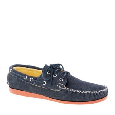 Quoddy&reg; for J.Crew denim 3-eye boat shoes