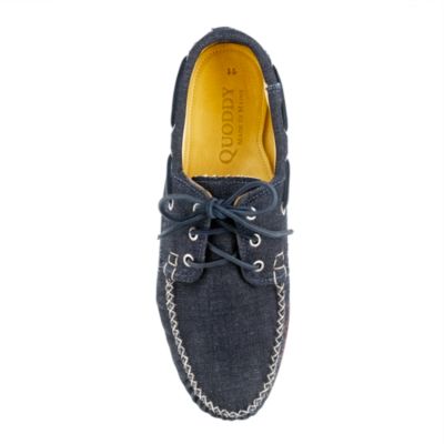 Quoddy&reg; for J.Crew denim 3-eye boat shoes