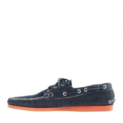 Quoddy&reg; for J.Crew denim 3-eye boat shoes