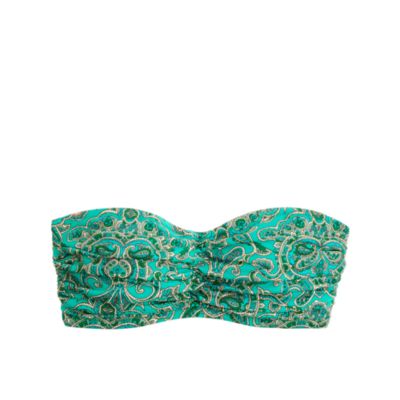 Caspian paisley ruched bandeau hidden underwire top