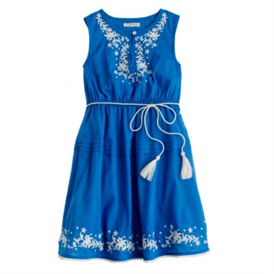 Girls' embroidered peasant dress