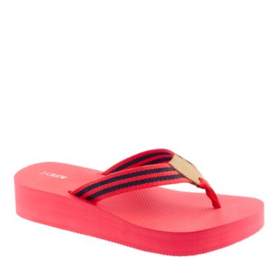 Stripe wedge flip-flops