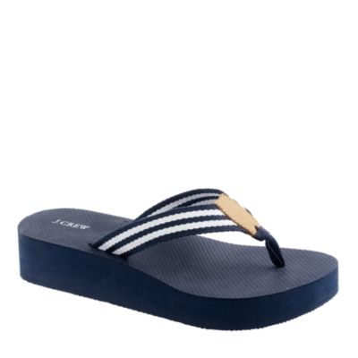 Stripe wedge flip-flops