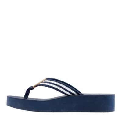 Stripe wedge flip-flops