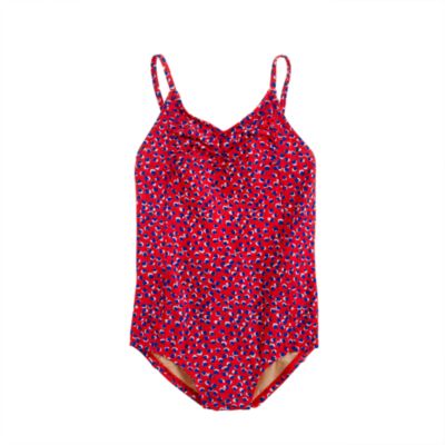 Girls' shirred tank in rosebud print