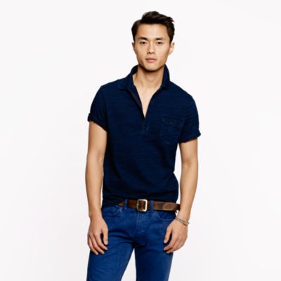 Indigo slub jersey polo