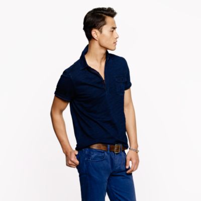 Indigo slub jersey polo