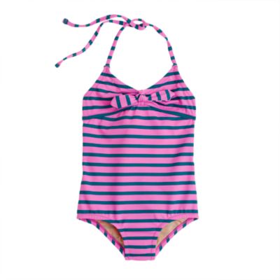 Girls' string halter tank in stripe