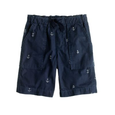 Boys' pull-on recess short in grey anchor