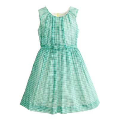 Girls' organdy bow dress in checkerboard print