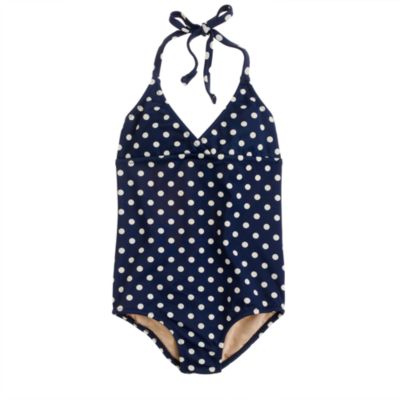Girls' string halter tank in polka dot