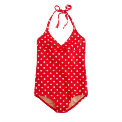 Girls' string halter tank in polka dot