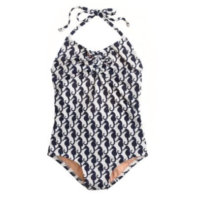 Girls' string halter tank in sea horse