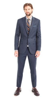 Ludlow peak lapel suit jacket with double vent in heathered Italian wool