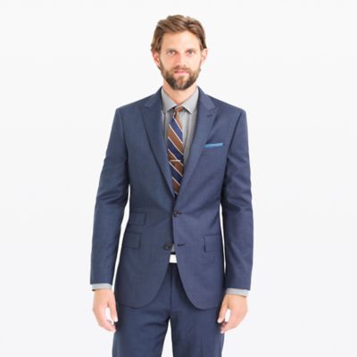 Ludlow peak lapel suit jacket with double vent in heathered Italian wool