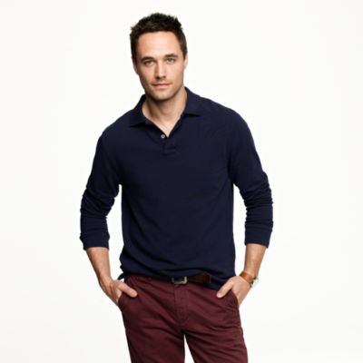 Repp piqu&eacute; long-sleeve polo