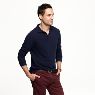 Repp piqu&eacute; long-sleeve polo