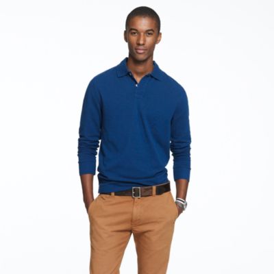 Repp piqu&eacute; long-sleeve polo