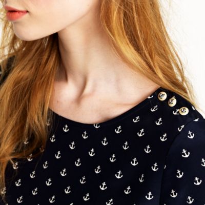 Scoopneck blouse in anchors aweigh