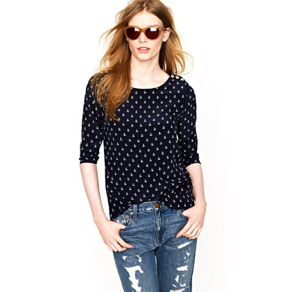 Scoopneck blouse in anchors aweigh