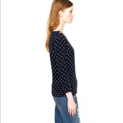 Scoopneck blouse in anchors aweigh