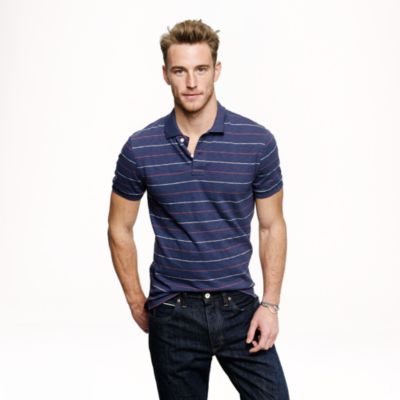 Slub jersey polo in pencil stripe