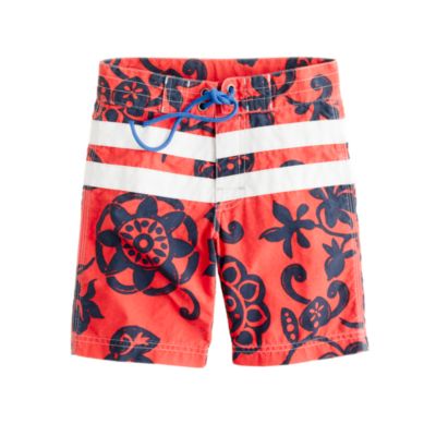 Boys' board short in racing stripe floral