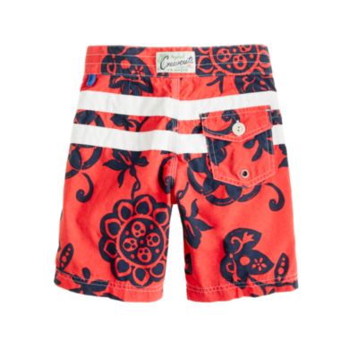 Boys' board short in racing stripe floral