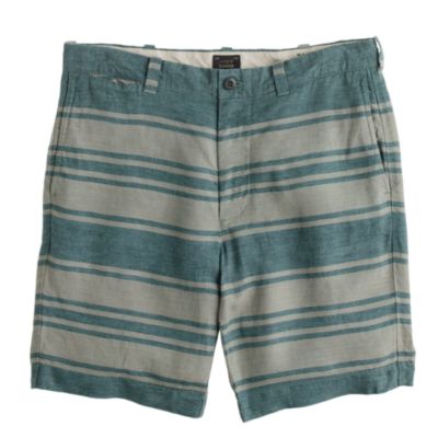 9" Stanton short in stripe linen