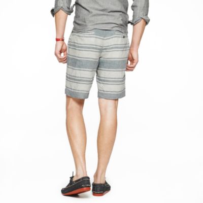 9" Stanton short in stripe linen