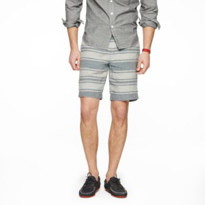 9" Stanton short in stripe linen