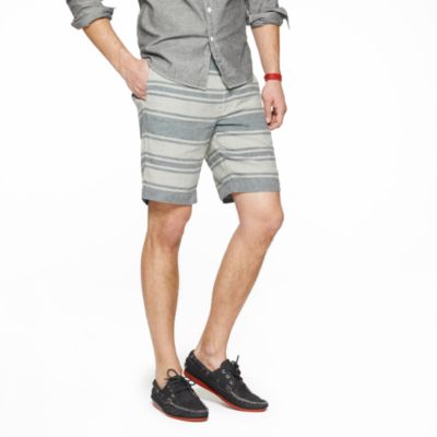 9" Stanton short in stripe linen