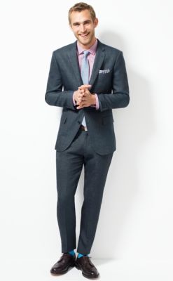 Ludlow suit jacket with double vent in Italian linen-wool
