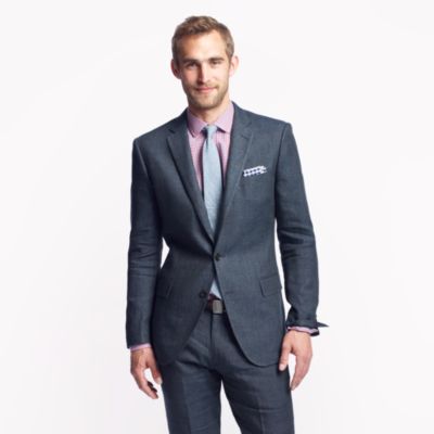 Ludlow suit jacket with double vent in Italian linen-wool