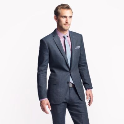 Ludlow suit jacket with double vent in Italian linen-wool