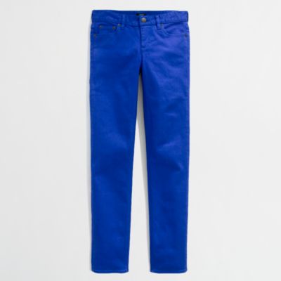 Factory cropped straight and narrow jean in garment dye