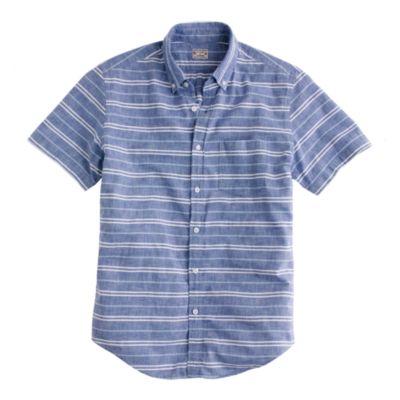 Short-sleeve button-down cape-stripe shirt