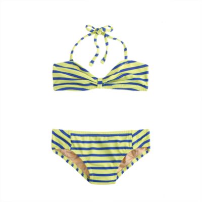 Girls' string halter bikini set in stripe