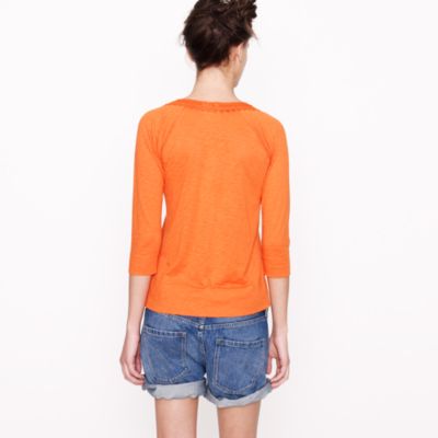 Lace placket tee