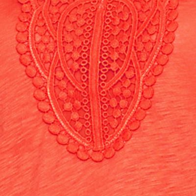 Lace placket tee