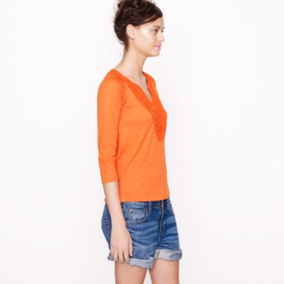 Lace placket tee
