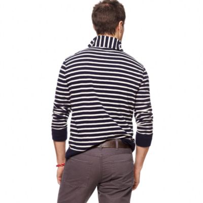 Stripe shawl-collar heavyweight sweatshirt