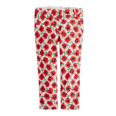 Girls' classic caf&eacute; capri in pretty poppies