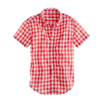 Boys' Secret Wash lightweight short-sleeve shirt in Van Buren gingham