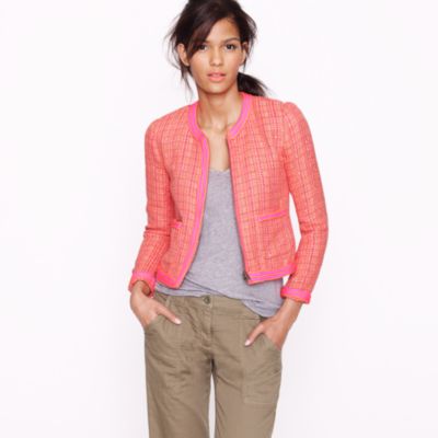 Plaid boucl&eacute; tweed jacket